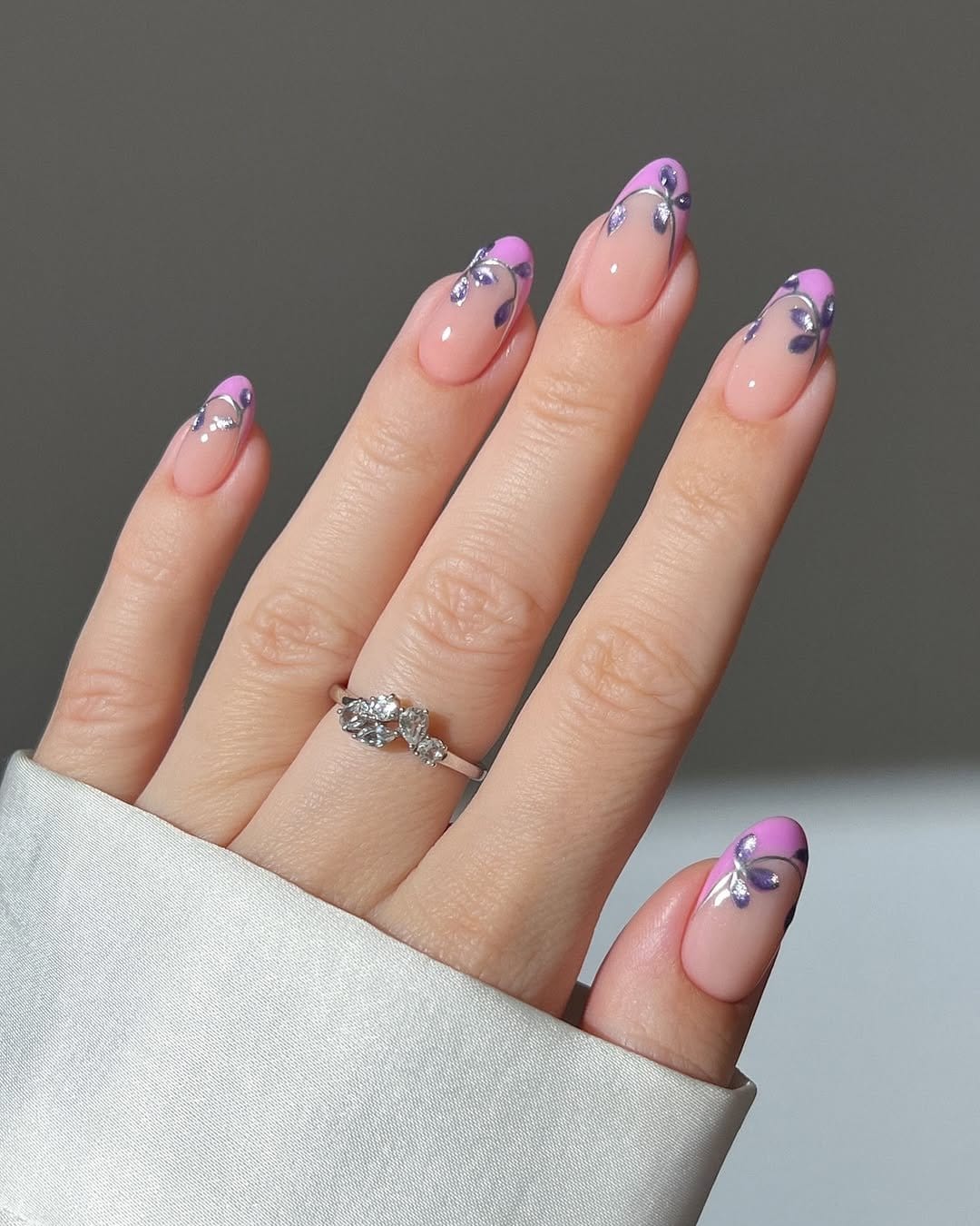 Delicate pastel pink butterfly nail art