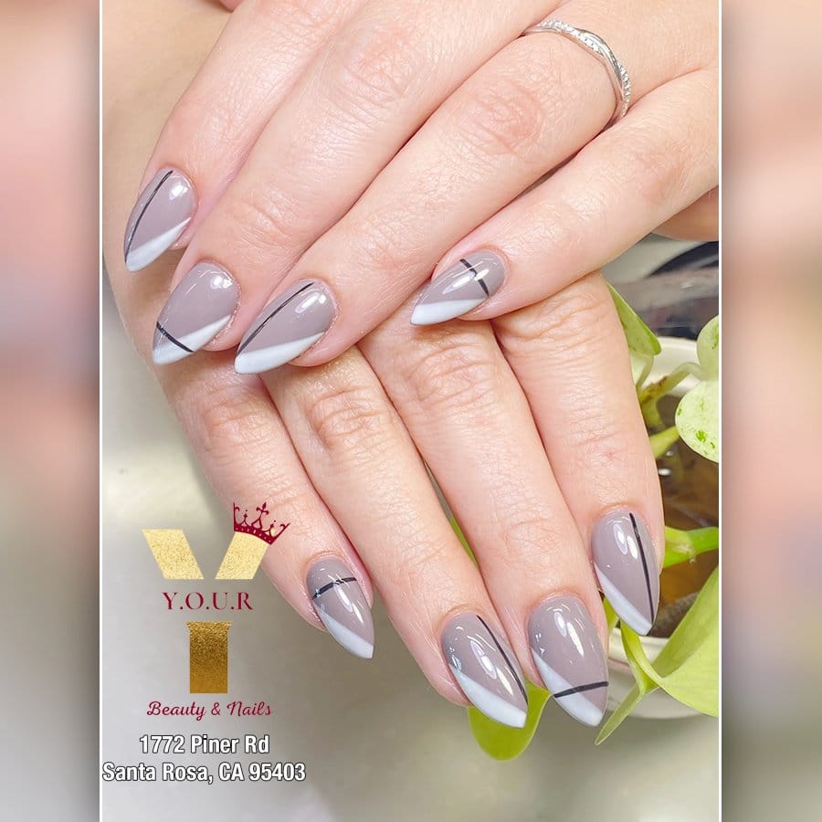 Plaid nails in muted tones