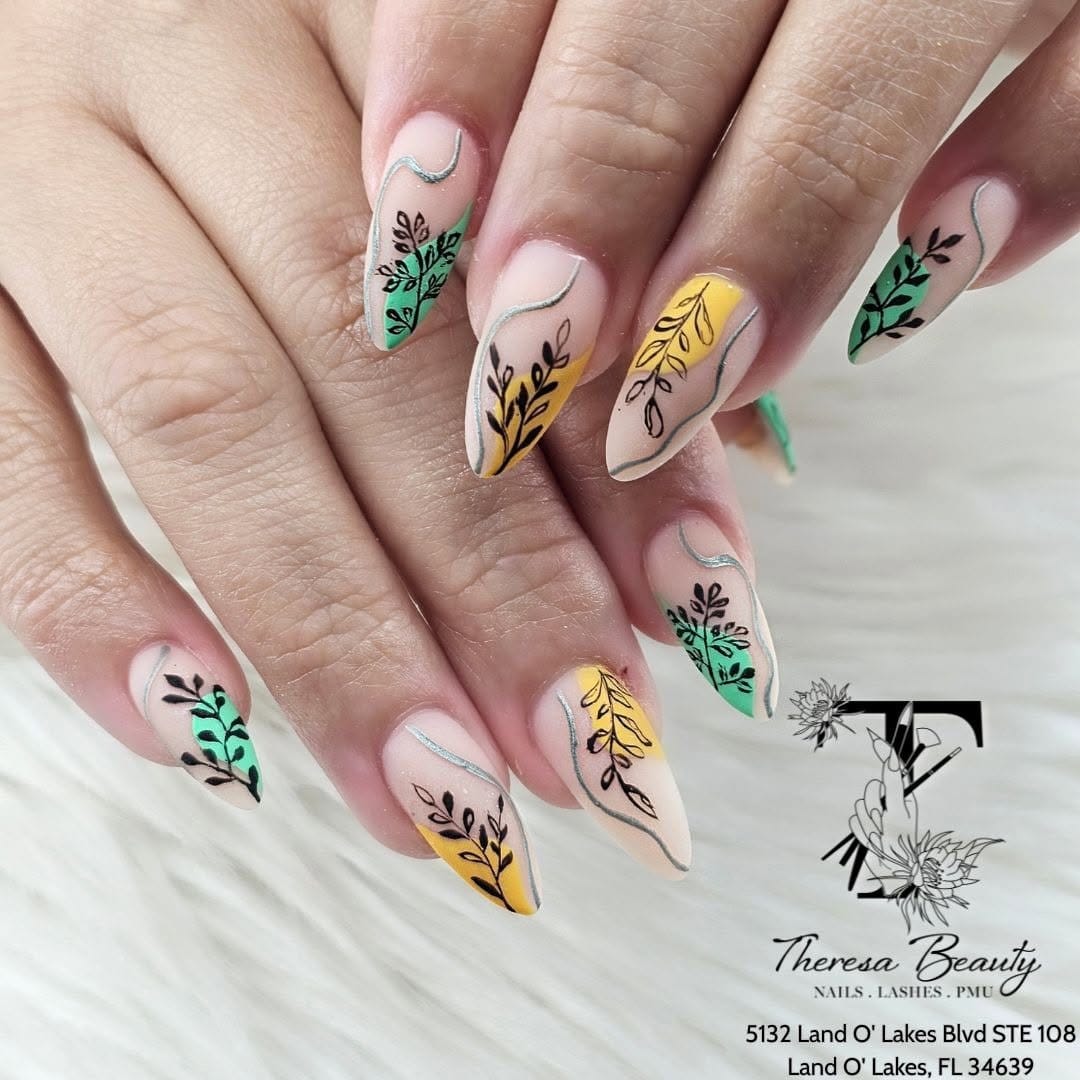 Soft pastel floral nail design