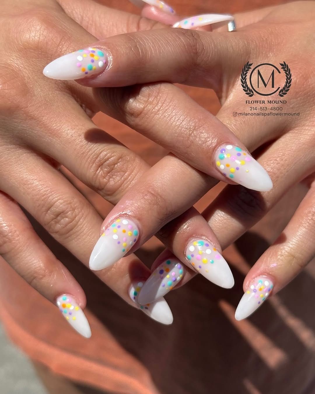 Playful pastel confetti nails