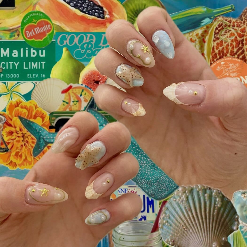 Sand-colored nails with matte finish