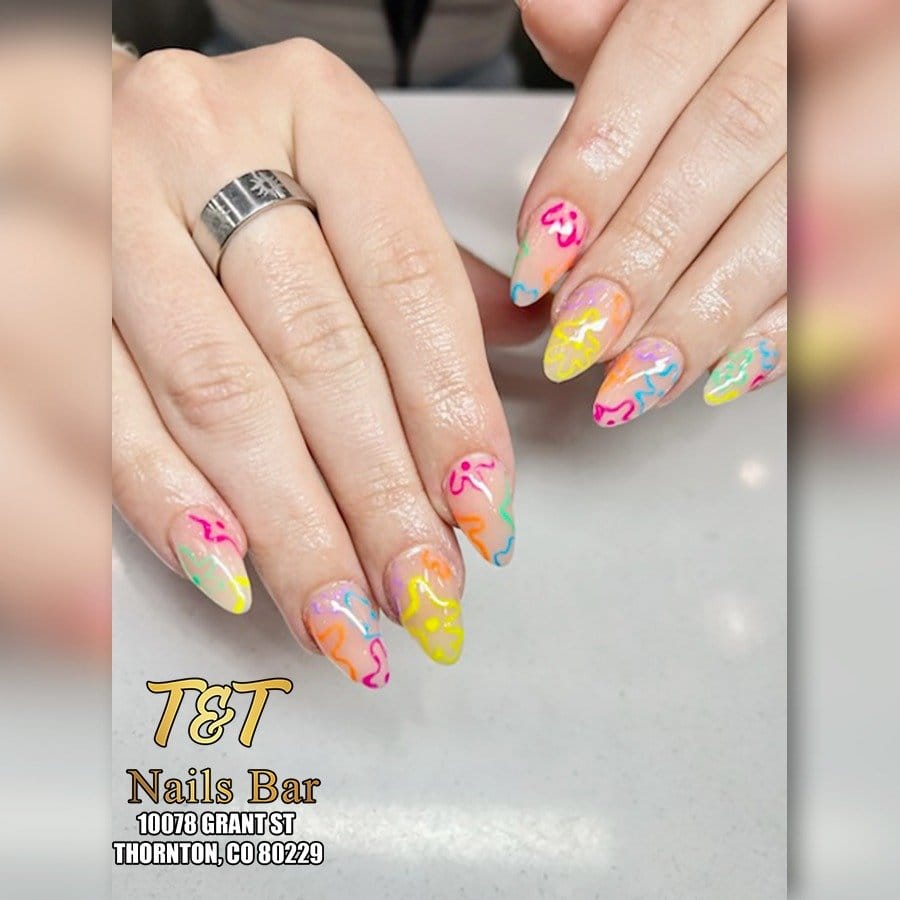 Radiant pastel neon glow nails