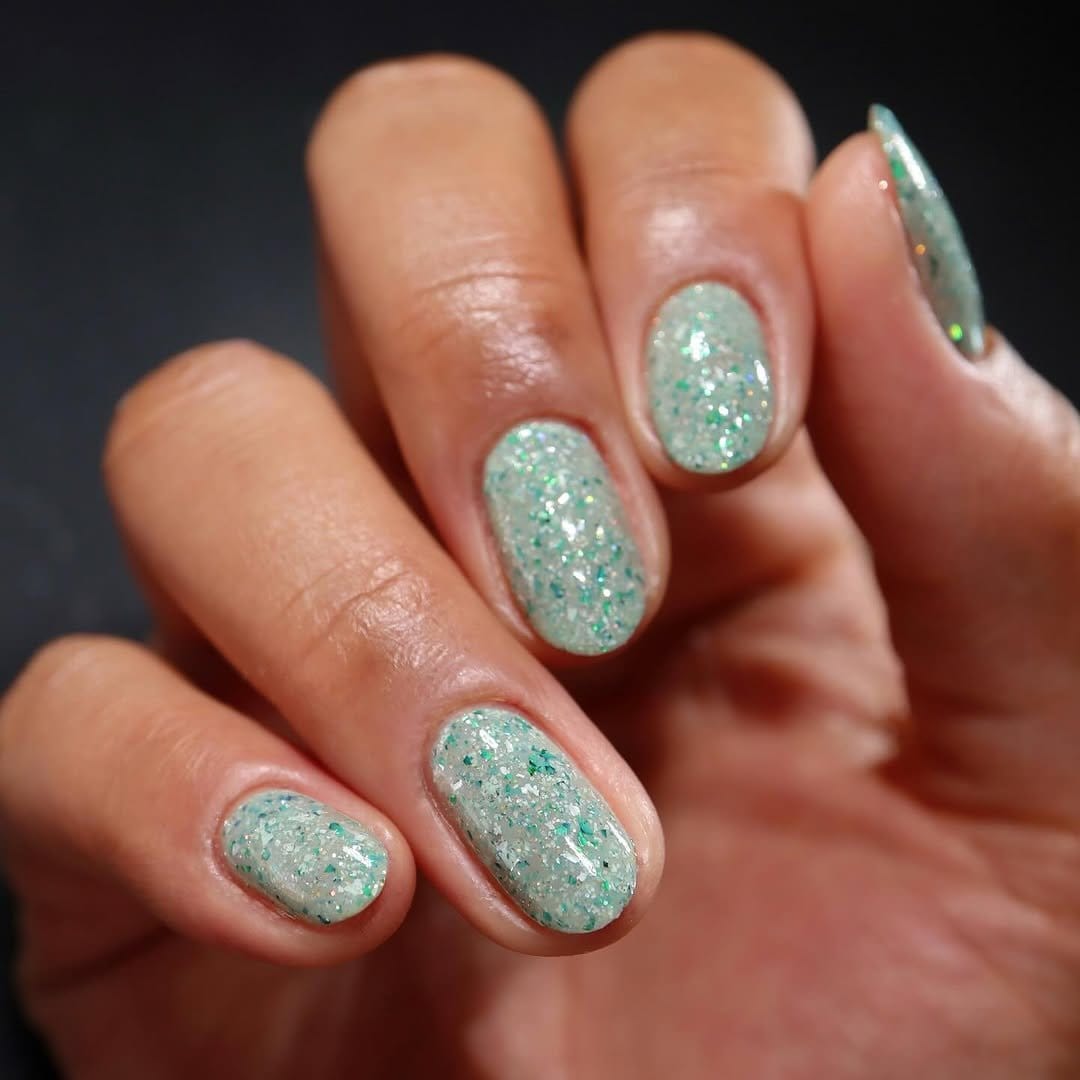 Crisp mint green nail polish