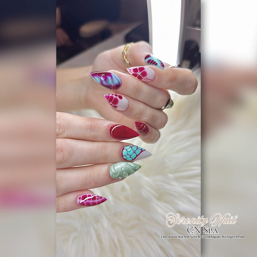 Seafoam swirl nail art