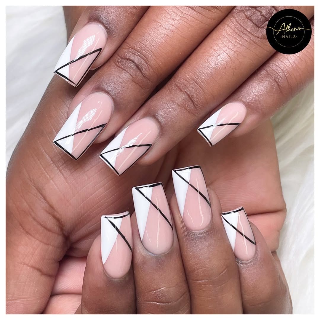 Chic pastel pink geometric nail art