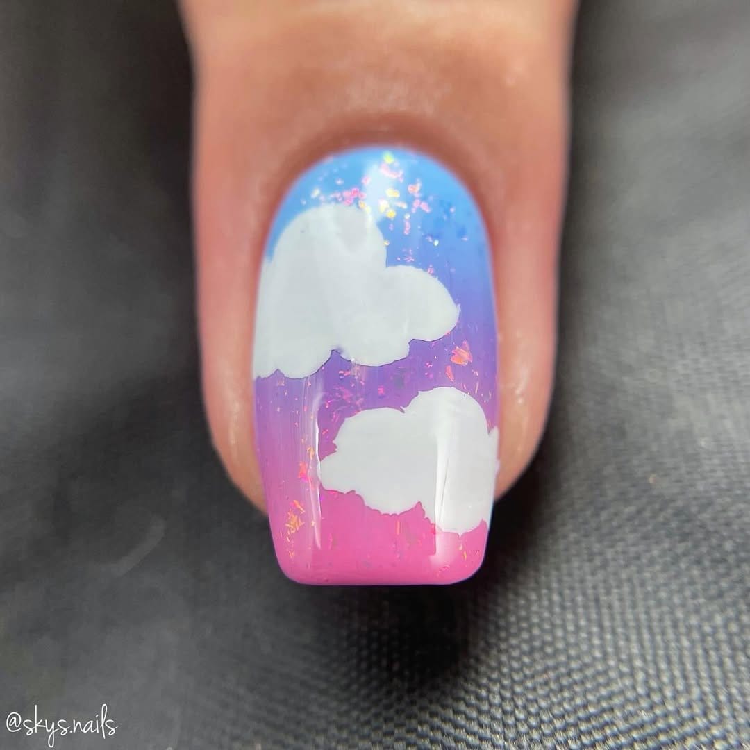 Dreamy pastel cloud nail art