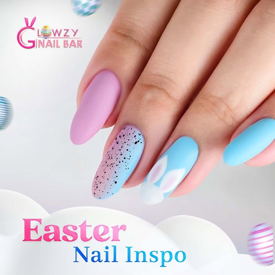 Glittery Easter egg nail art design
