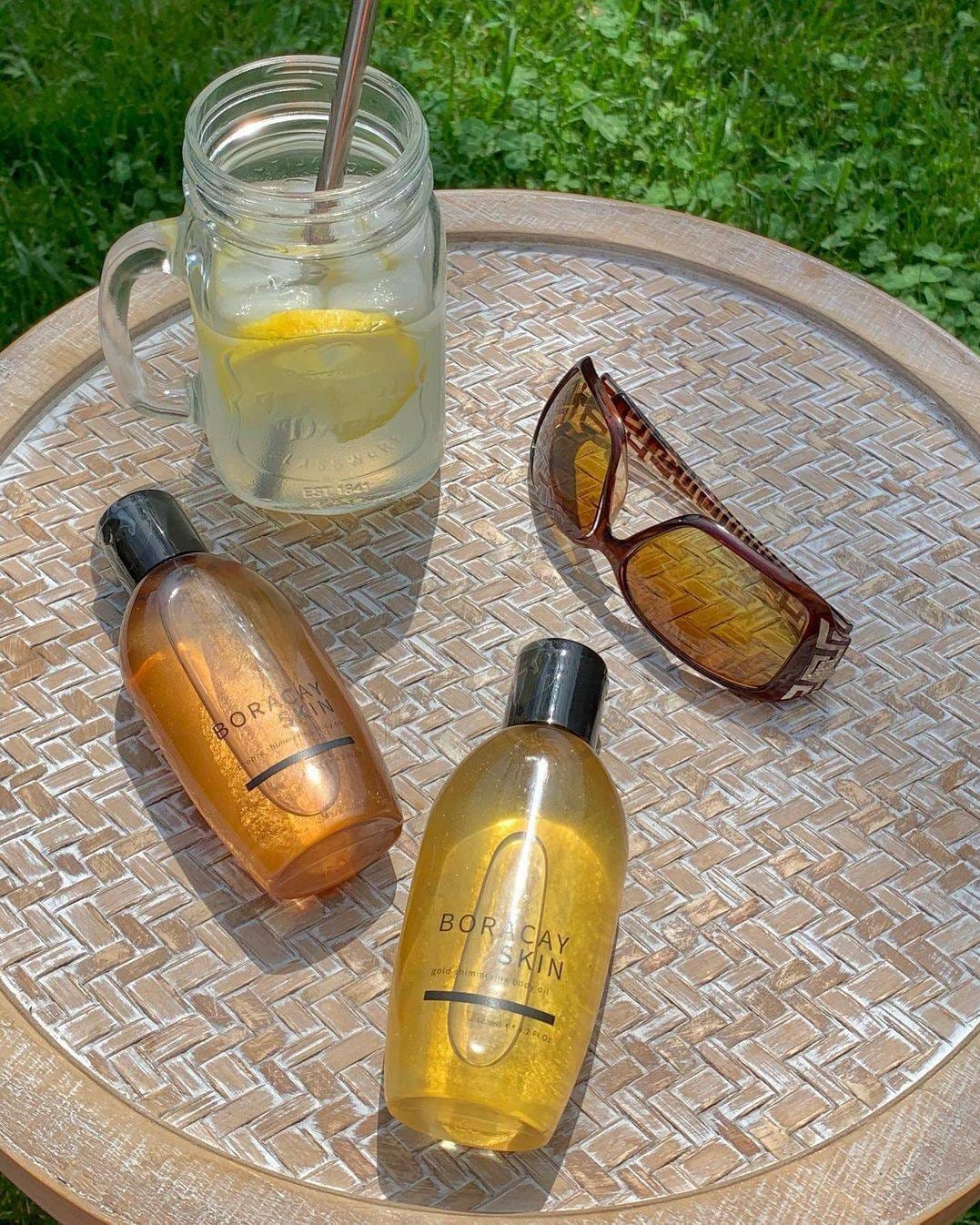 Bronzed skin with shimmering highlights