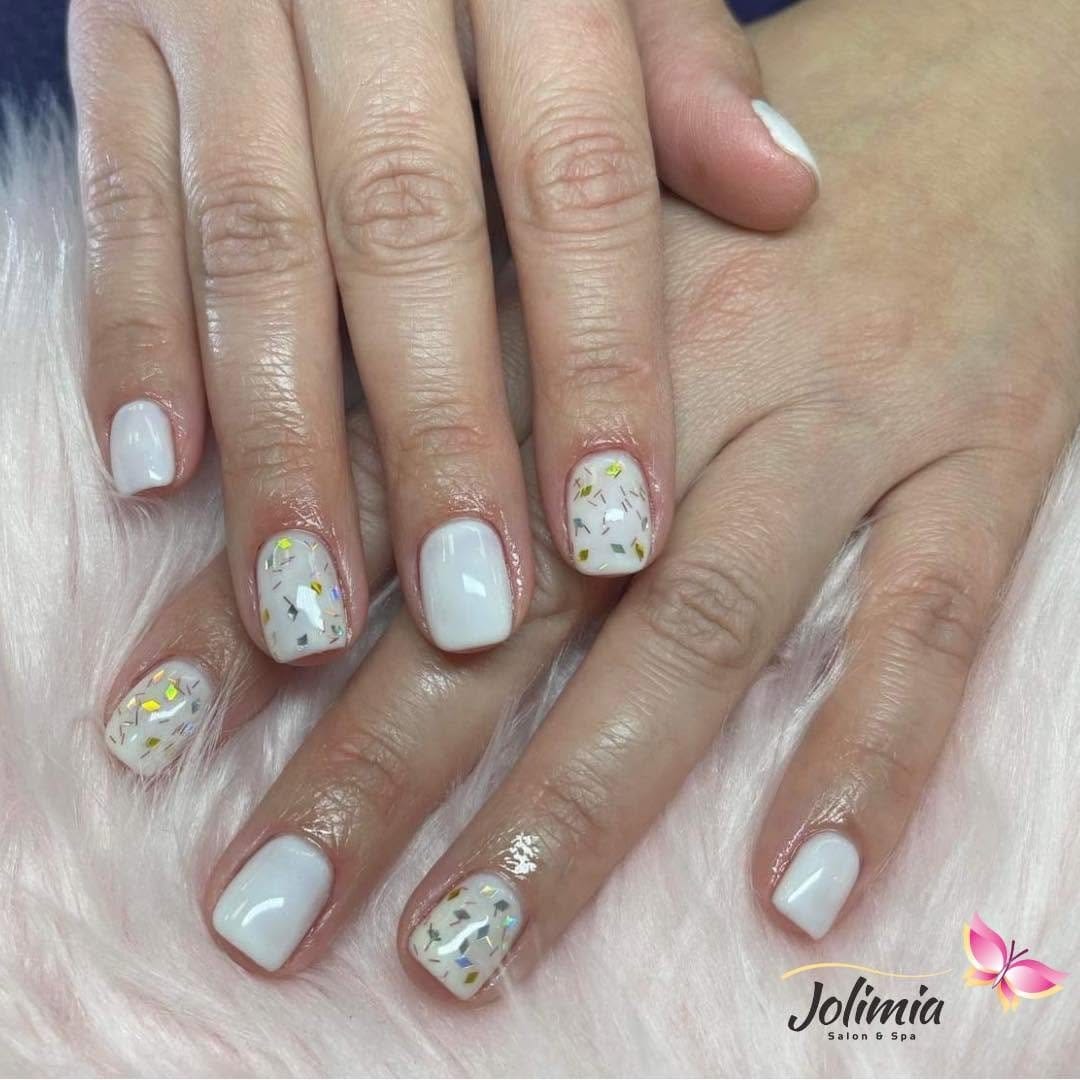 Elegant white nails with glossy finish